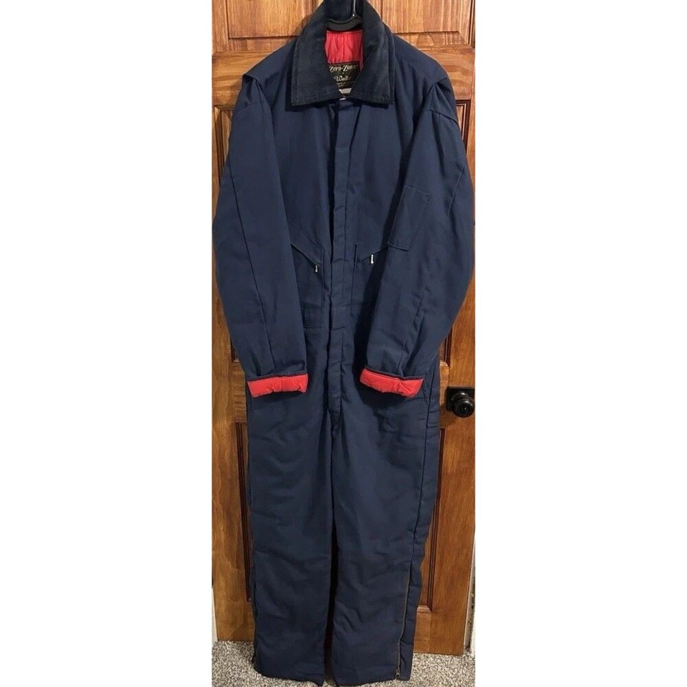 Vintage Walls Zero-Zone Insulated Work Coveralls Jumpsuit Blue Red Mens Large